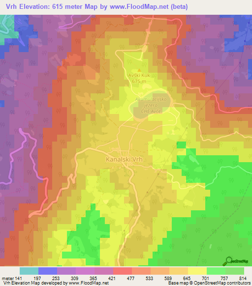 Vrh,Slovenia Elevation Map