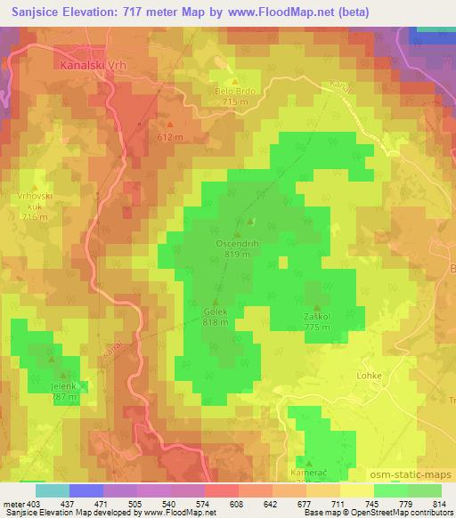 Sanjsice,Slovenia Elevation Map