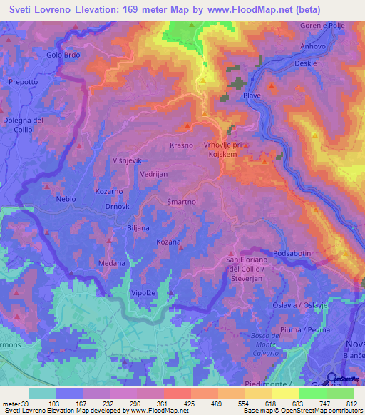 Sveti Lovreno,Slovenia Elevation Map