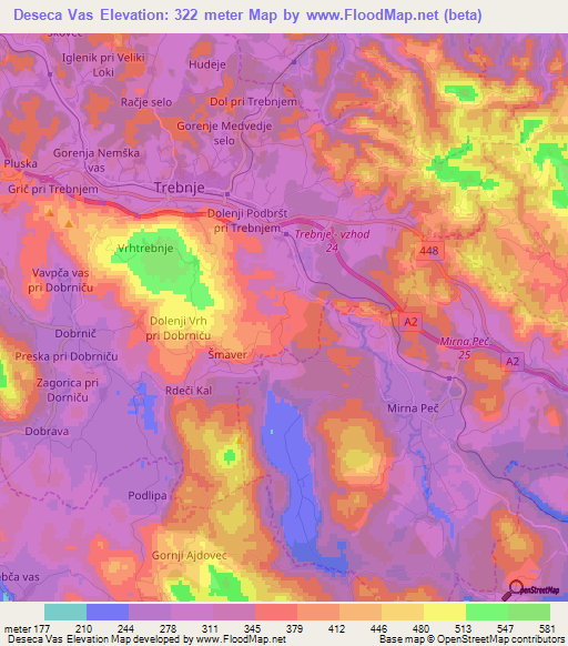 Deseca Vas,Slovenia Elevation Map