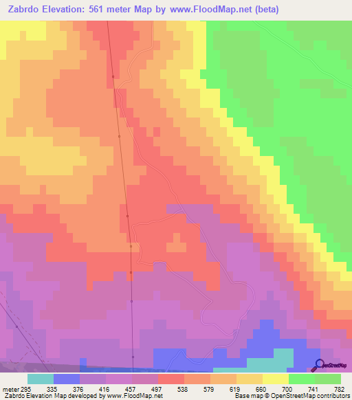 Zabrdo,Slovenia Elevation Map
