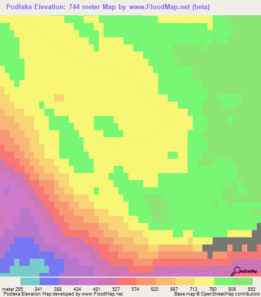 Podlaka,Slovenia Elevation Map