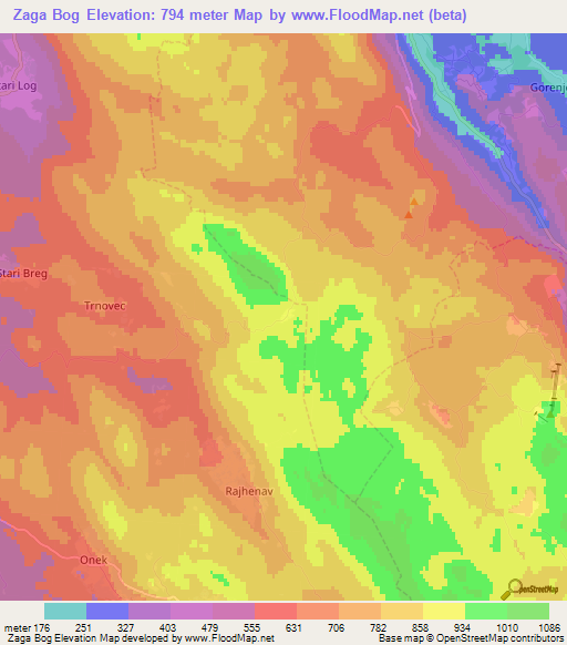 Zaga Bog,Slovenia Elevation Map