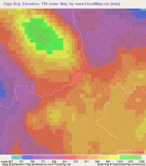 Zaga Bog,Slovenia Elevation Map