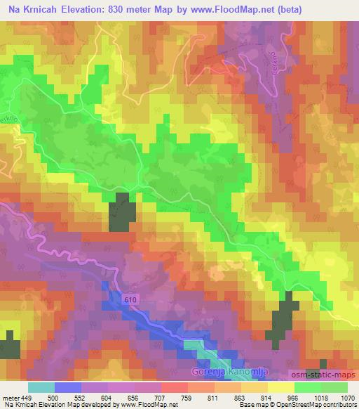 Na Krnicah,Slovenia Elevation Map