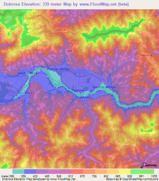 Dobrova,Slovenia Elevation Map