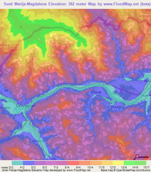 Sveti Marija-Magdalena,Slovenia Elevation Map