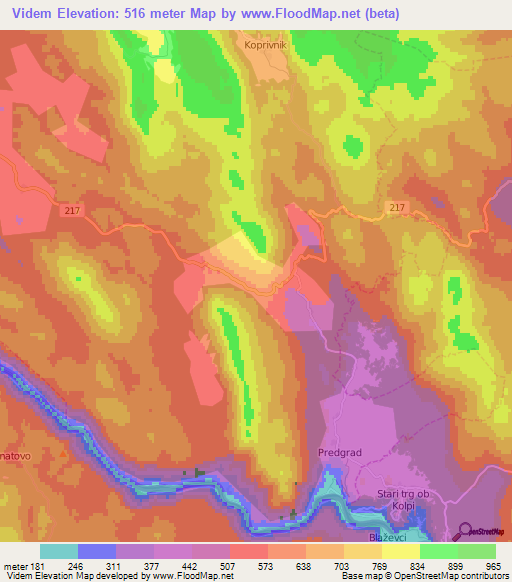 Videm,Slovenia Elevation Map