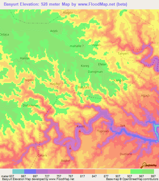 Basyurt,Turkey Elevation Map