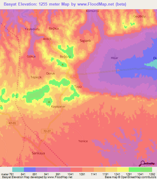 Basyat,Turkey Elevation Map