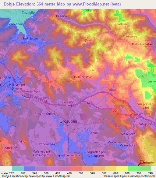 Dobje,Slovenia Elevation Map