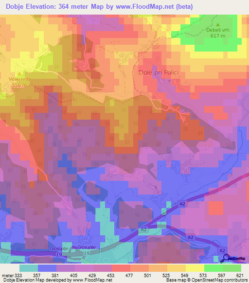 Dobje,Slovenia Elevation Map