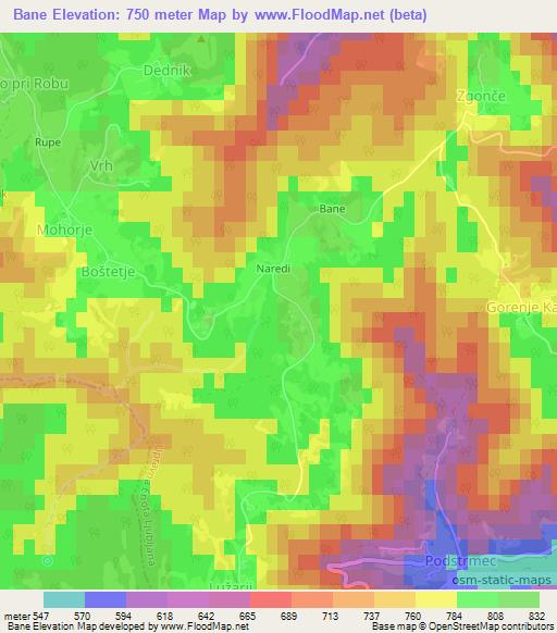 Bane,Slovenia Elevation Map