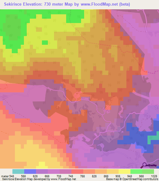 Sekirisce,Slovenia Elevation Map