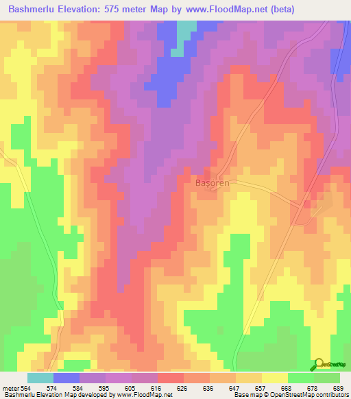 Bashmerlu,Turkey Elevation Map