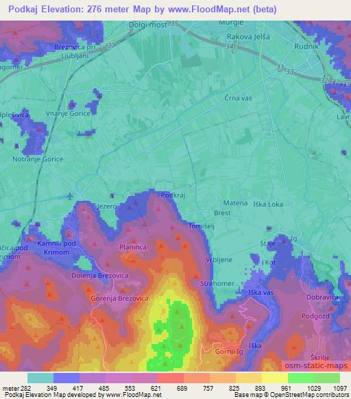 Podkaj,Slovenia Elevation Map