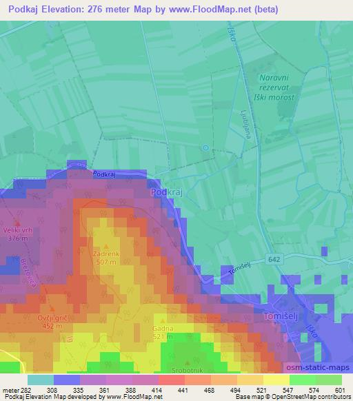 Podkaj,Slovenia Elevation Map