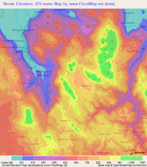 Novak,Slovenia Elevation Map