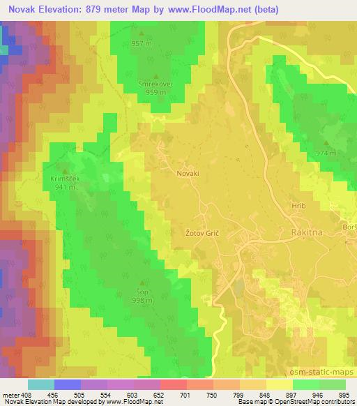 Novak,Slovenia Elevation Map