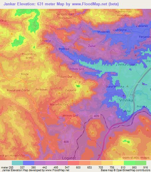 Jankar,Slovenia Elevation Map