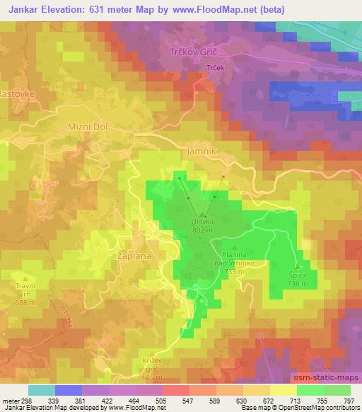 Jankar,Slovenia Elevation Map