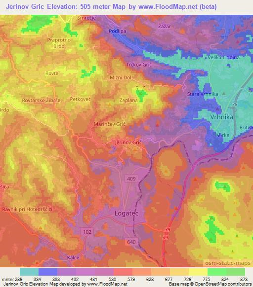 Jerinov Gric,Slovenia Elevation Map