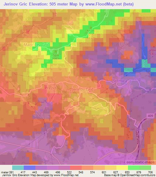 Jerinov Gric,Slovenia Elevation Map