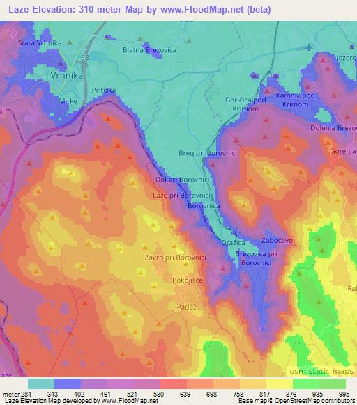 Laze,Slovenia Elevation Map