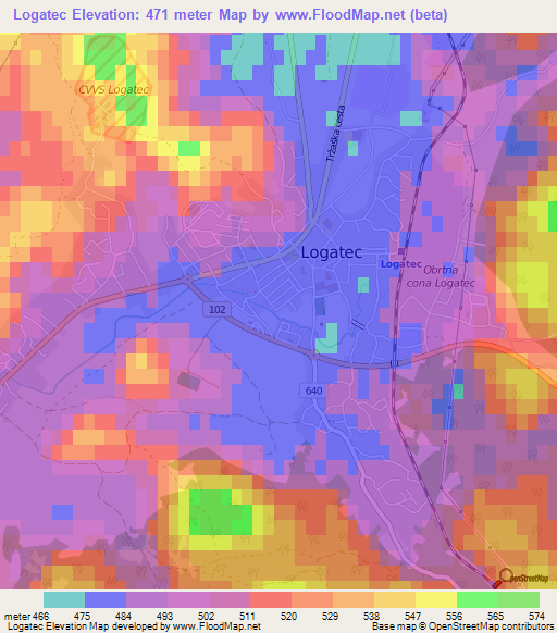 Logatec,Slovenia Elevation Map