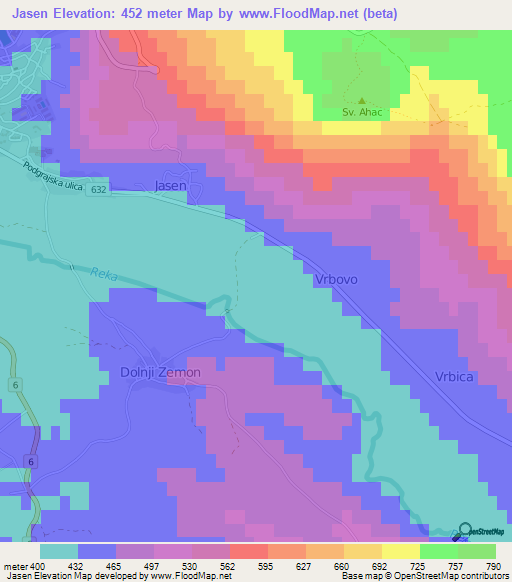 Jasen,Slovenia Elevation Map