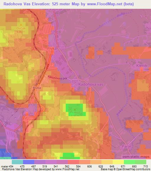 Radohova Vas,Slovenia Elevation Map