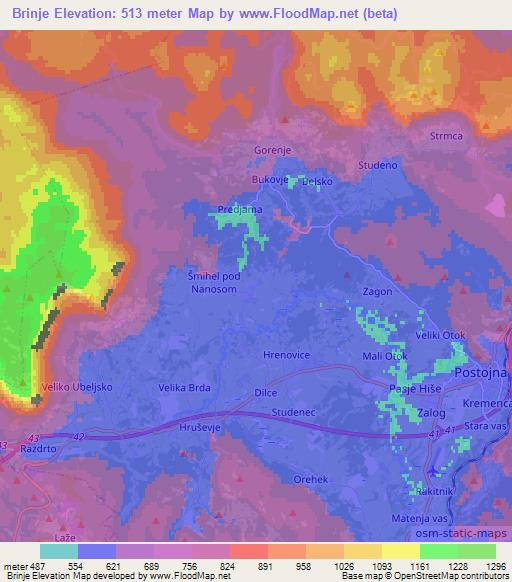 Brinje,Slovenia Elevation Map