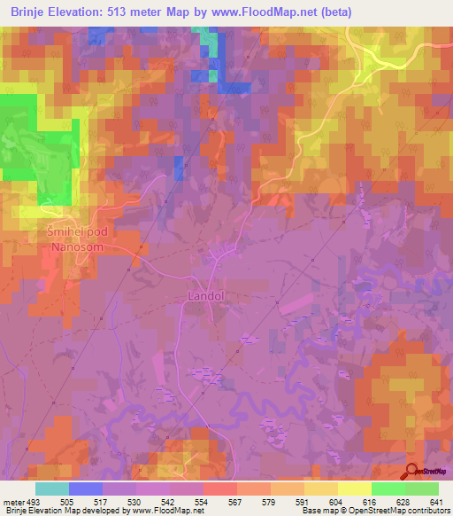 Brinje,Slovenia Elevation Map