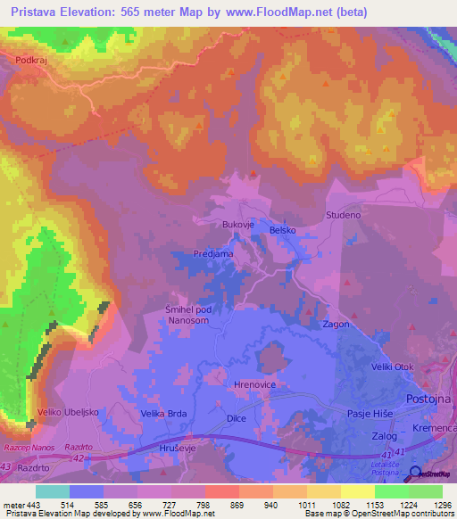 Pristava,Slovenia Elevation Map