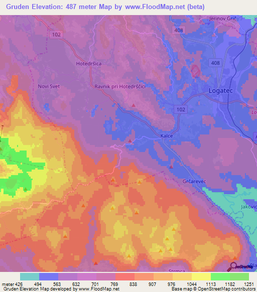 Gruden,Slovenia Elevation Map