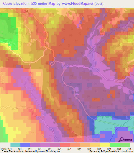 Ceste,Slovenia Elevation Map