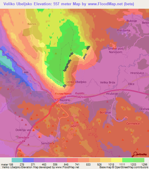 Veliko Ubeljsko,Slovenia Elevation Map