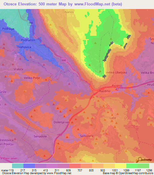 Otosce,Slovenia Elevation Map