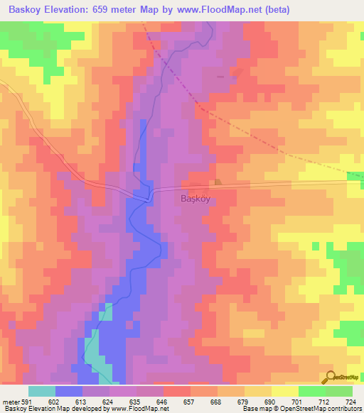 Baskoy,Turkey Elevation Map