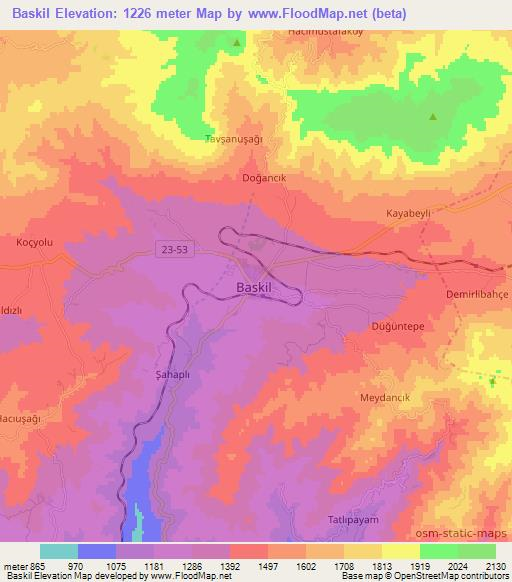 Baskil,Turkey Elevation Map