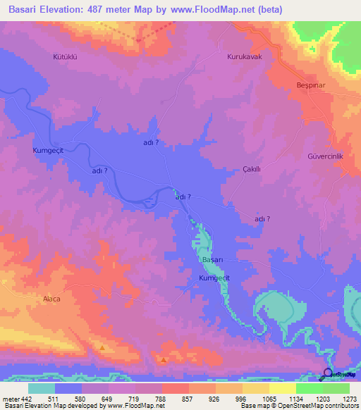 Basari,Turkey Elevation Map