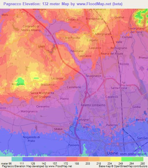 Pagnacco,Italy Elevation Map
