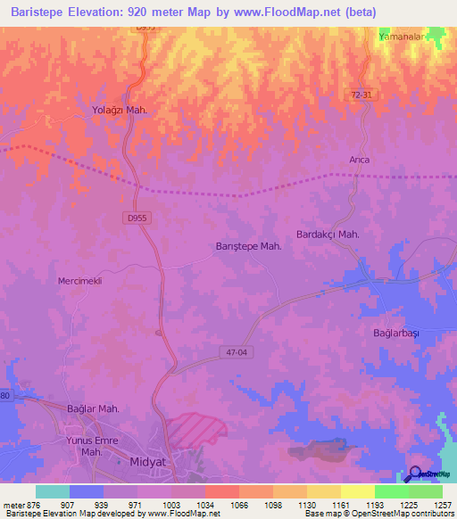 Baristepe,Turkey Elevation Map