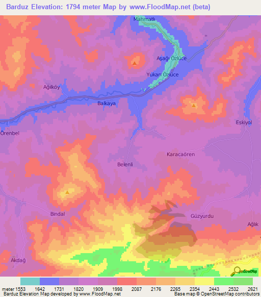 Barduz,Turkey Elevation Map