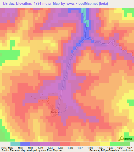 Barduz,Turkey Elevation Map