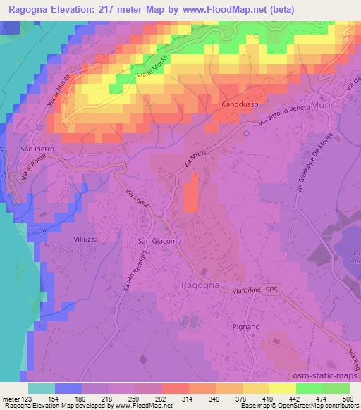 Ragogna,Italy Elevation Map