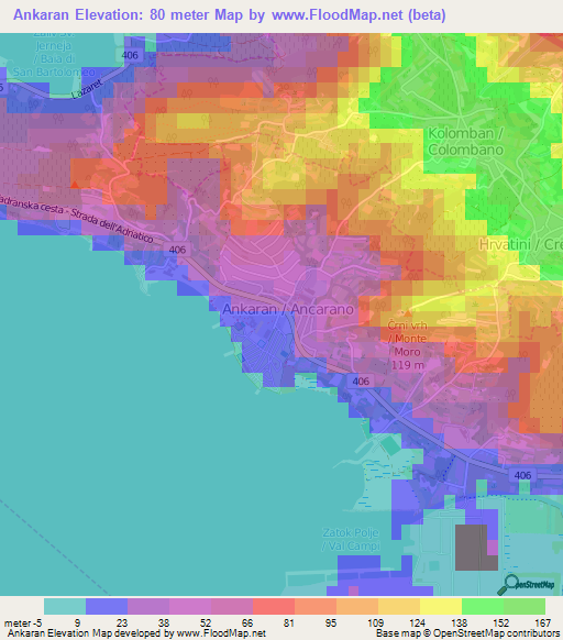 Ankaran,Slovenia Elevation Map