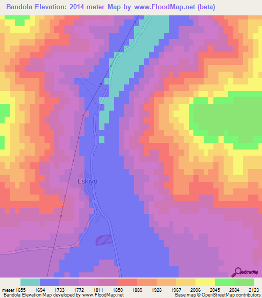 Bandola,Turkey Elevation Map