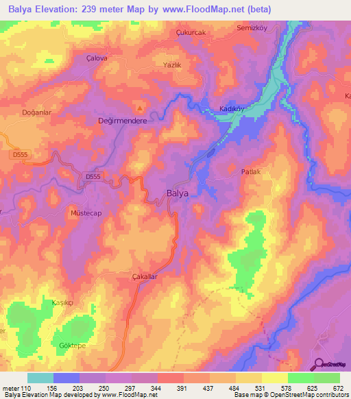 Balya,Turkey Elevation Map