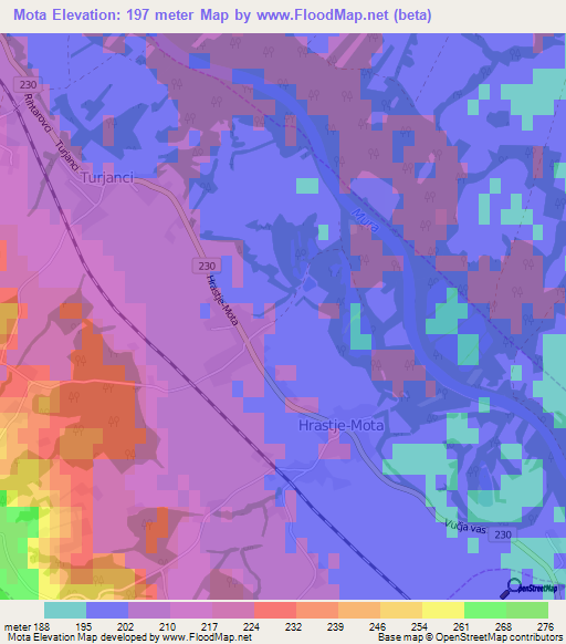 Mota,Slovenia Elevation Map